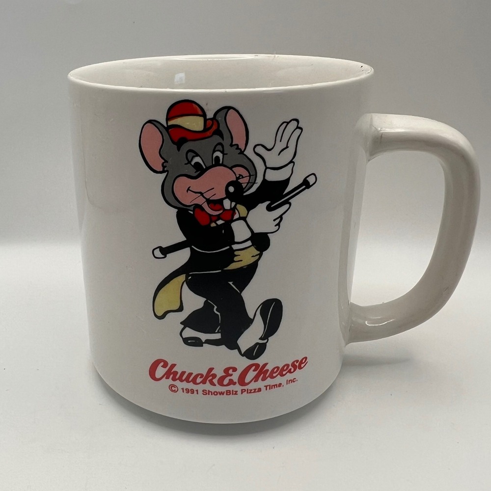 Chuck E Cheese's Chuck E Cheese Coffee Mug Show Biz Pizza 1991 Vtg Kidcore retro